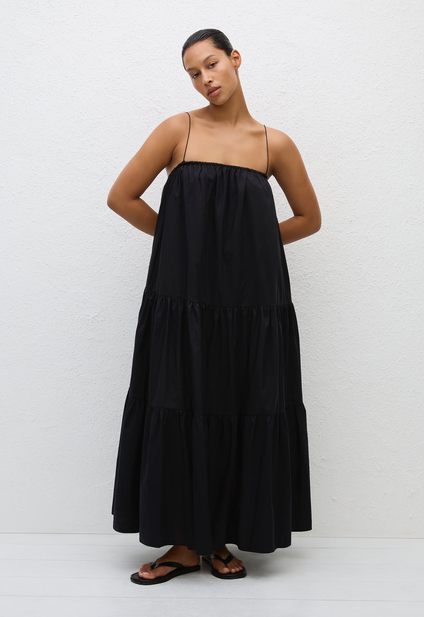 Voluminous Tiered Sundress - Black - Matteau