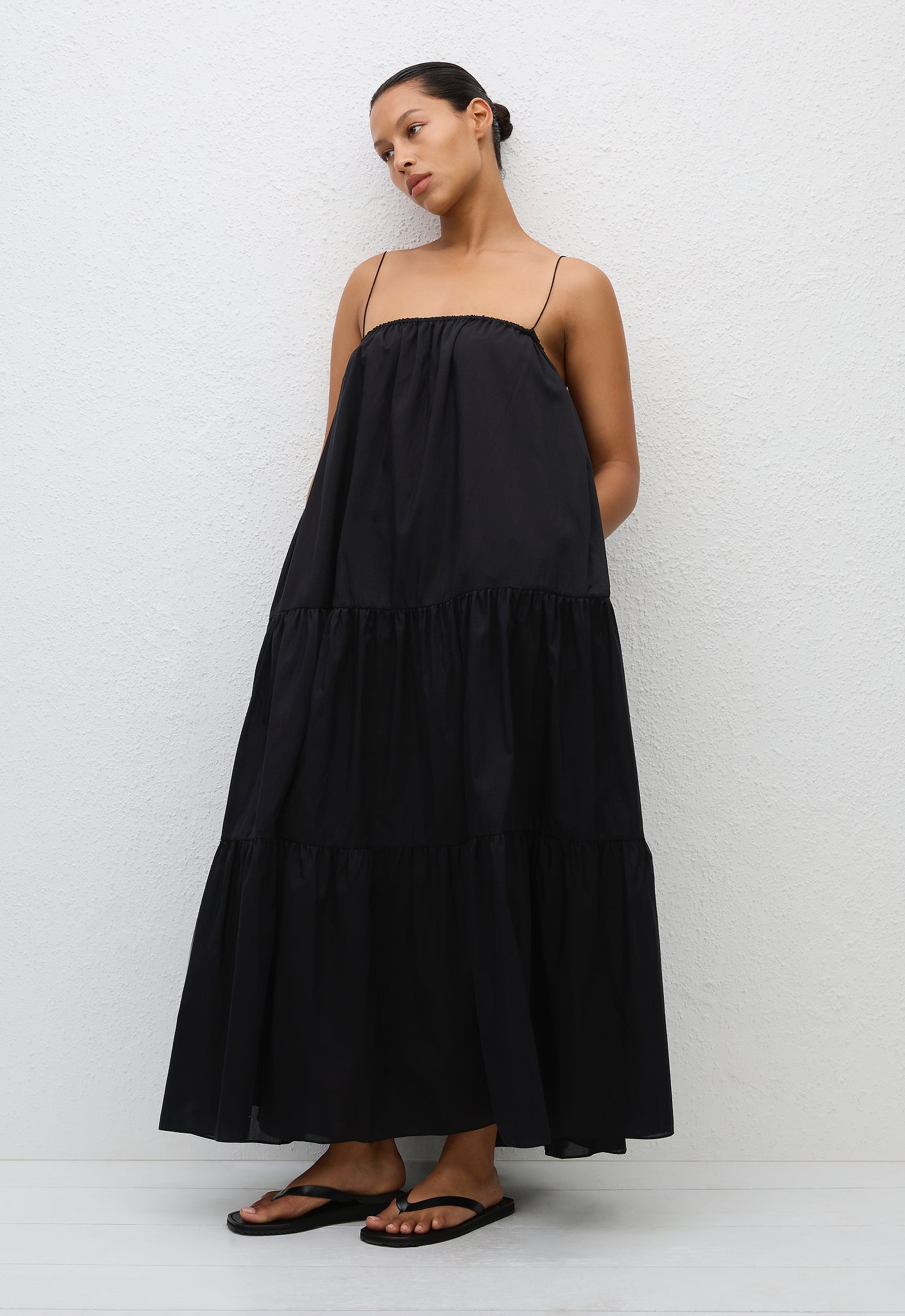 Voluminous Tiered Sundress - Black - Matteau