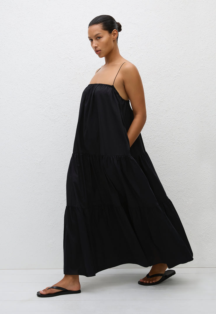 Voluminous Tiered Sundress - Black - Matteau