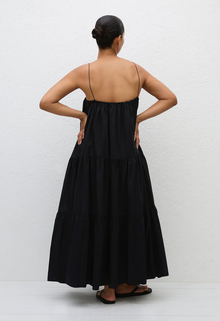 Voluminous Tiered Sundress - Black - Matteau