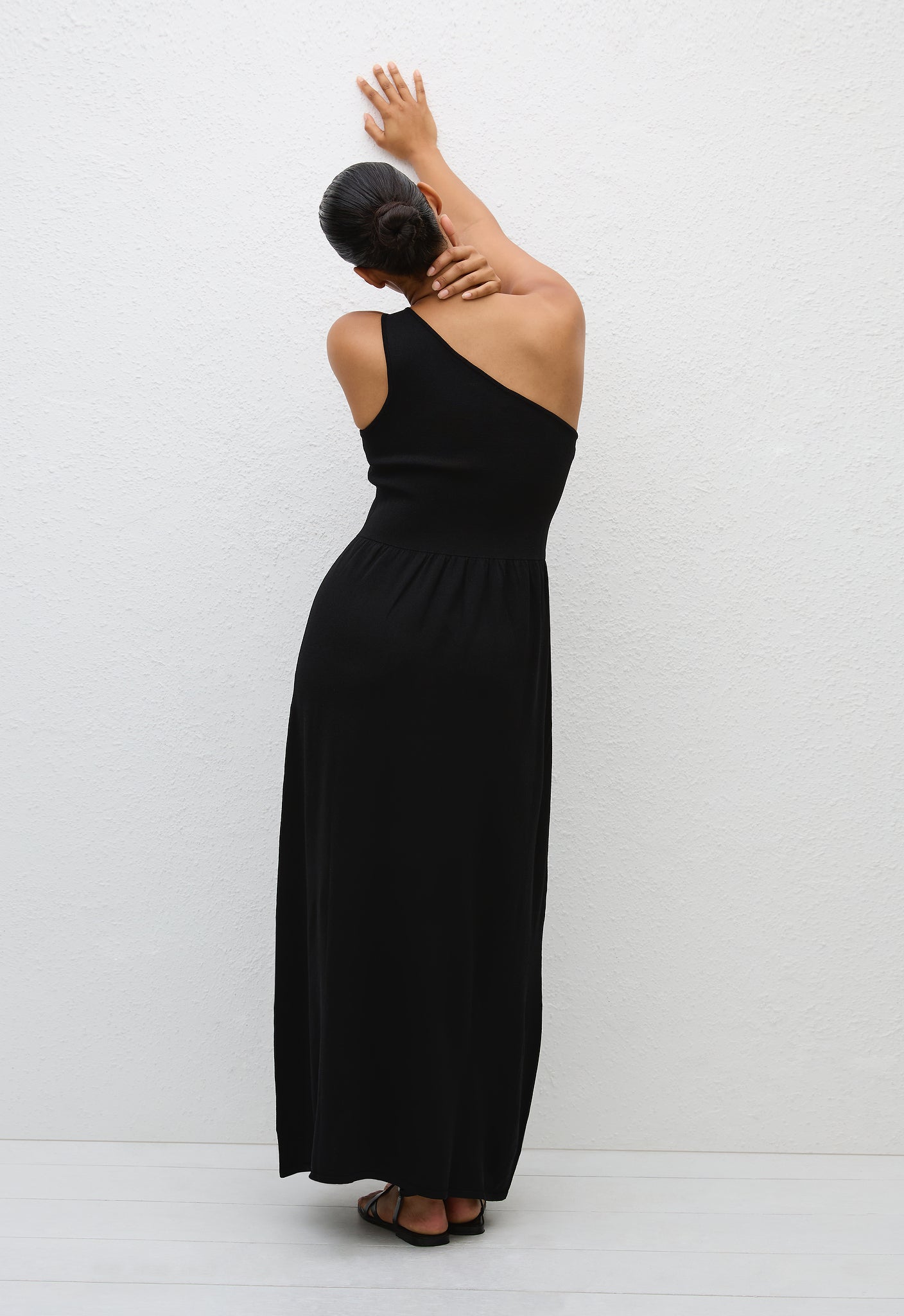 Asymmetric Knit Dress - Black - Matteau