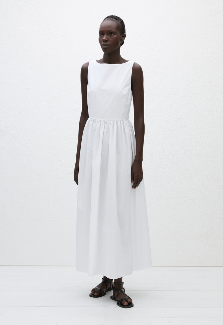 Tie Back Midi Dress - White - Matteau