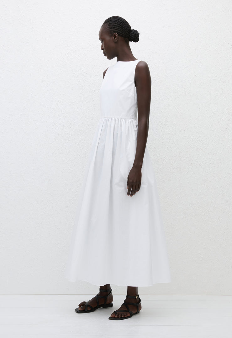 Tie Back Midi Dress - White - Matteau