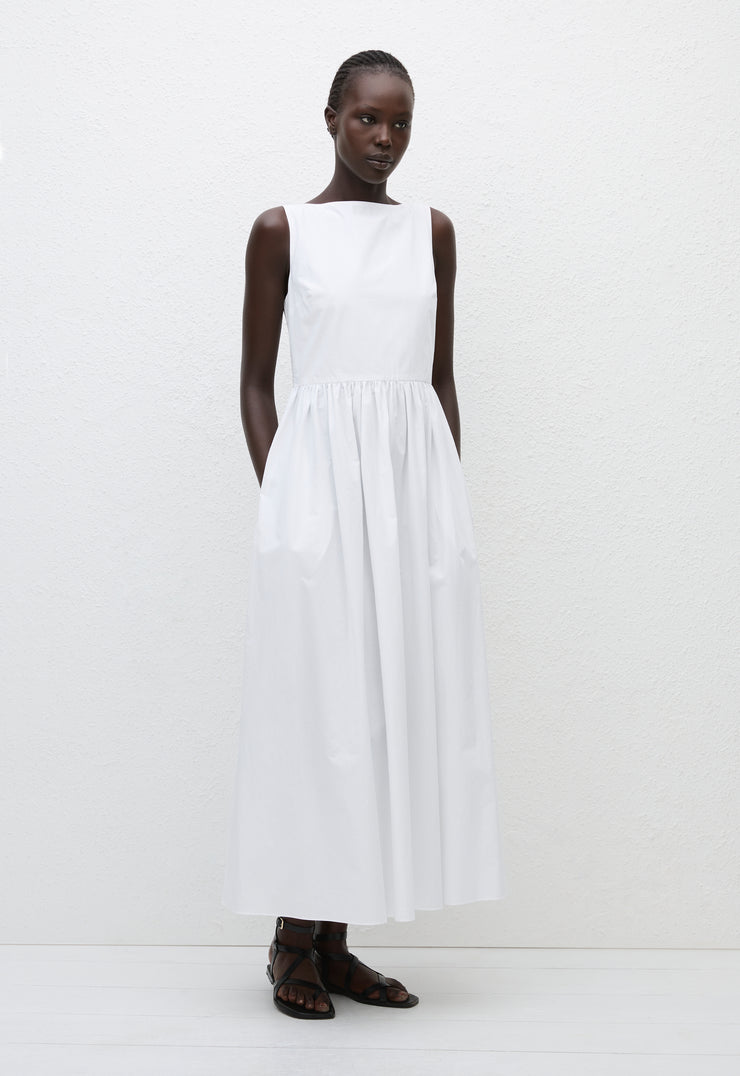 Tie Back Midi Dress - White - Matteau