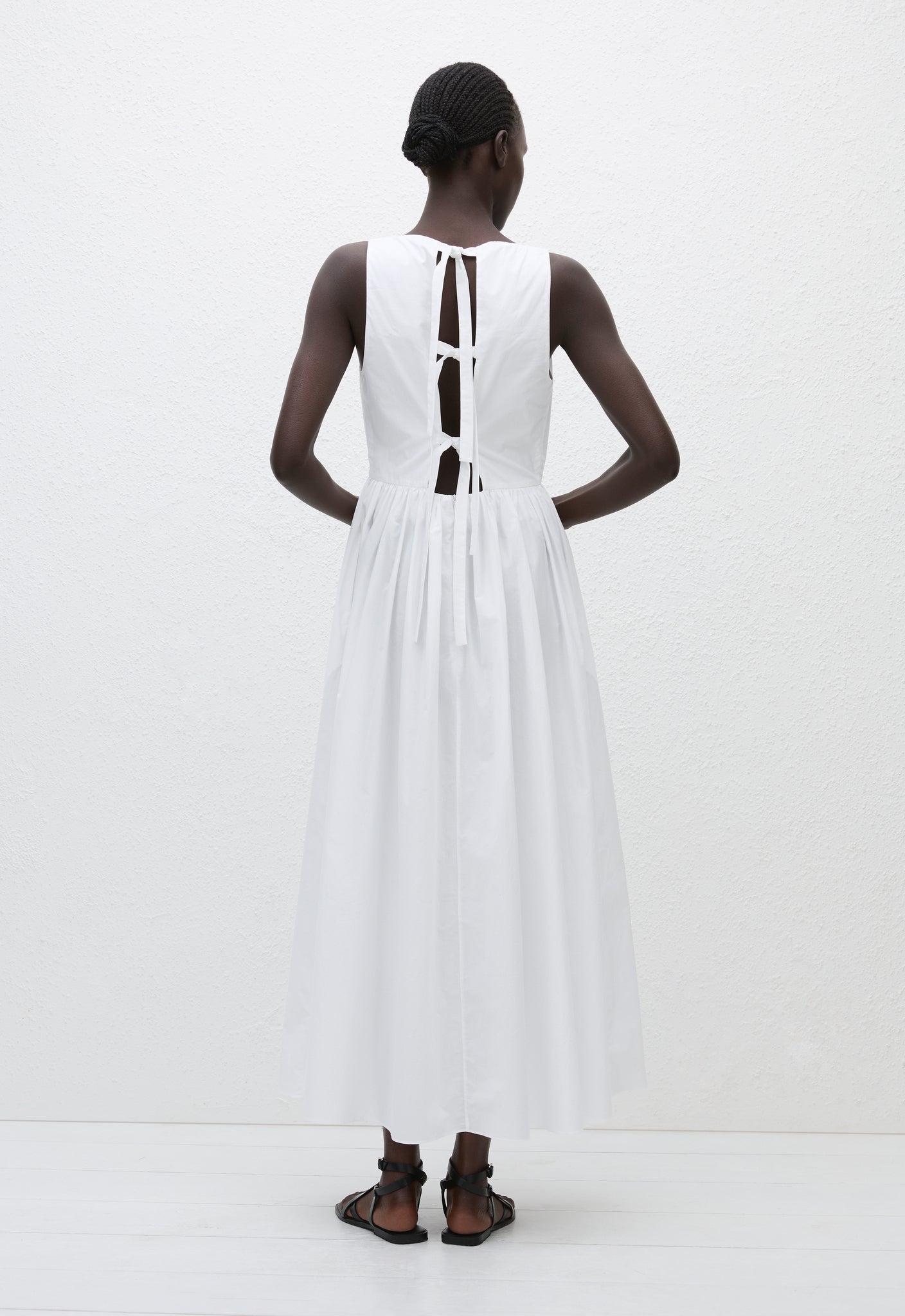 Tie Back Midi Dress - White - Matteau