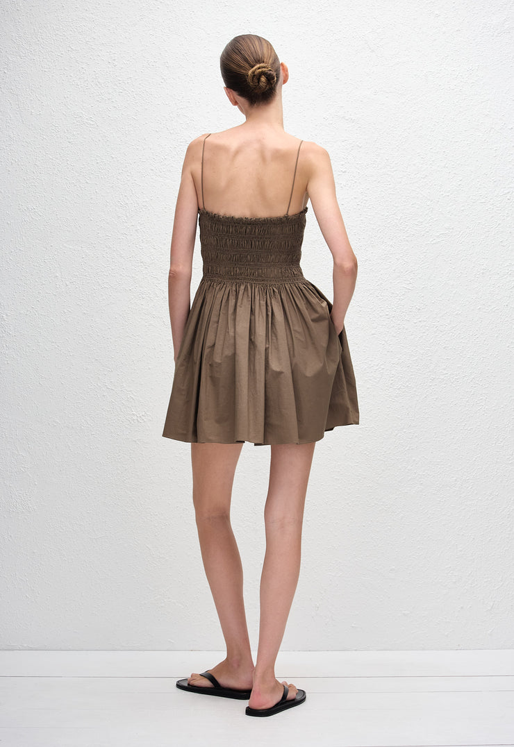 Shirred Bodice Mini Dress - Birch - Matteau