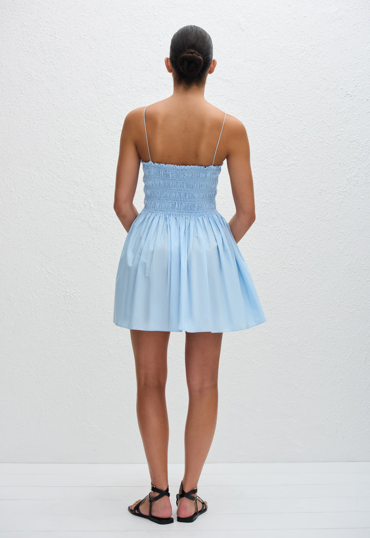 Shirred Bodice Mini Dress - Sky - Matteau