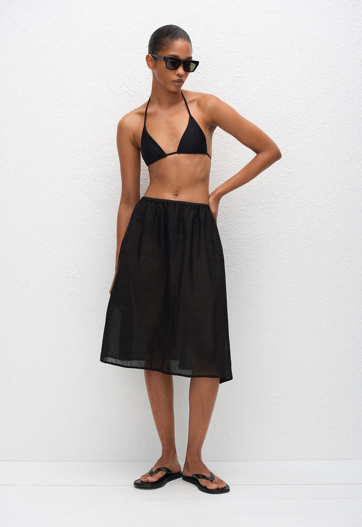 Sheer Midi Skirt - Black - Matteau