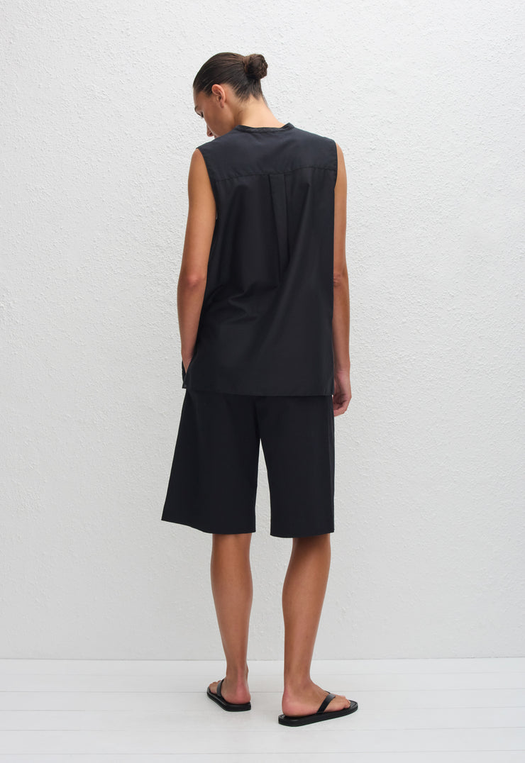 Sleeveless Pintuck Tunic - Black - Matteau