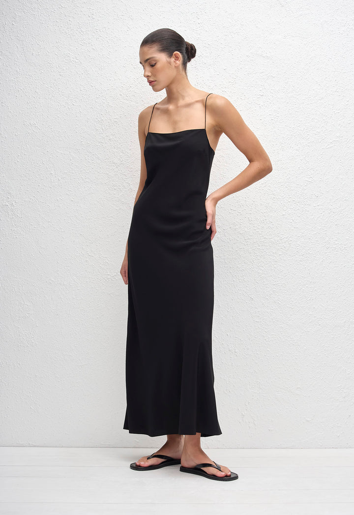 black dresser 4 drawer Maxi Silk Slip Dress in Black – Alas Silk main image 0