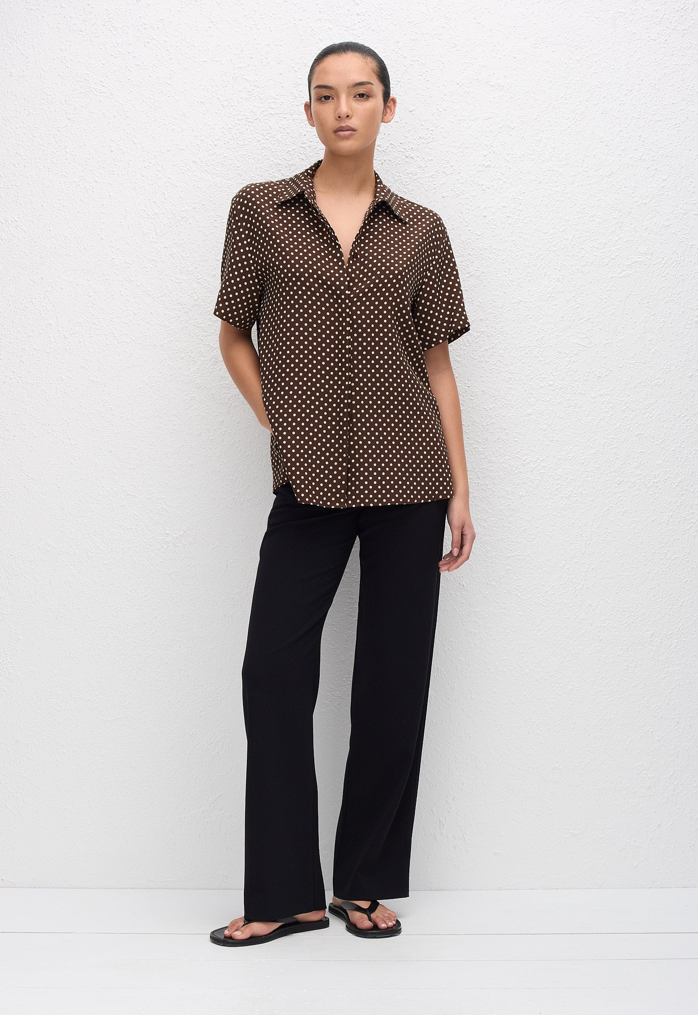 Short Sleeve Shirt - Polka Dot (Chocolate) - Matteau