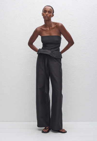 Gathered Waist Trouser - Black - Matteau