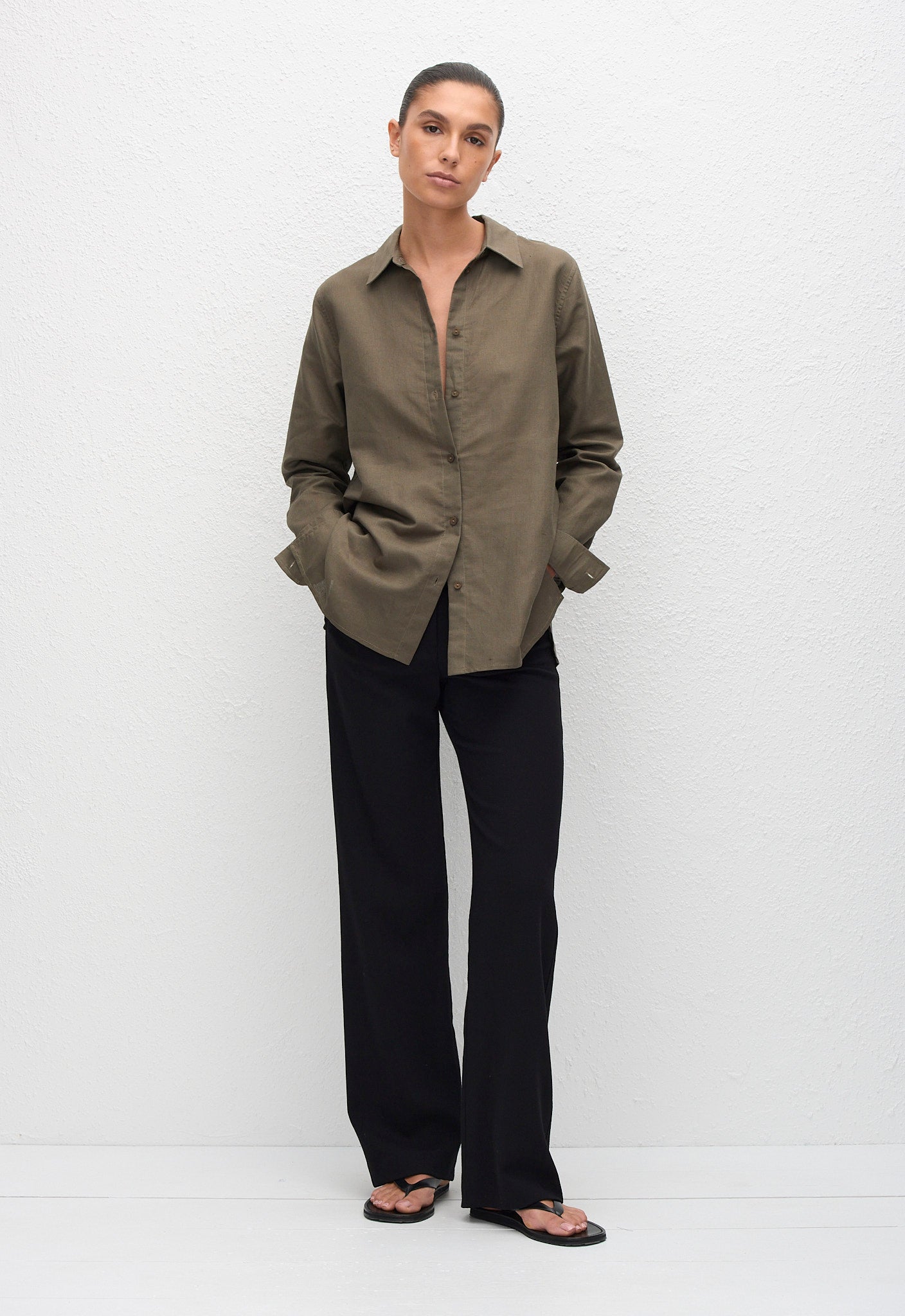 Straight Linen Shirt - Myrtle - Matteau