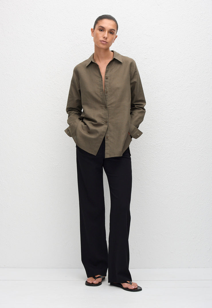 Straight Linen Shirt - Myrtle - Matteau