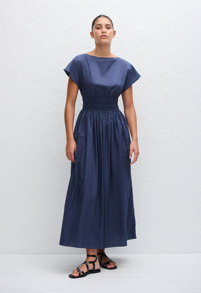 Shirred Waist Midi Dress - Dusk - Matteau