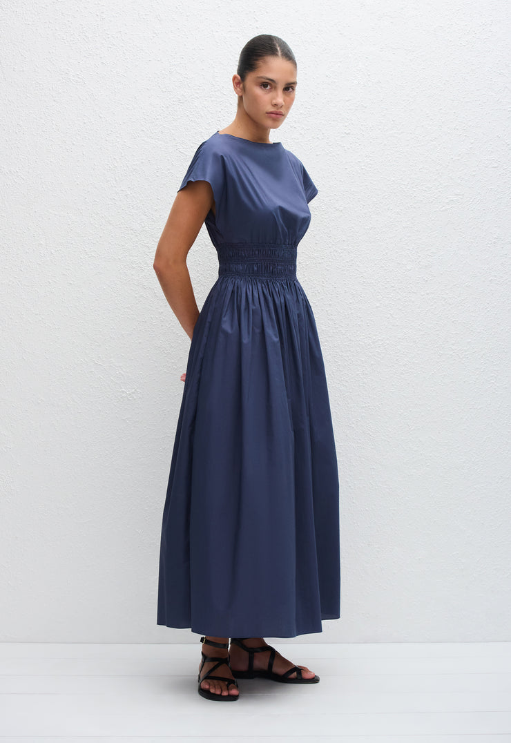 Shirred Waist Midi Dress - Dusk - Matteau