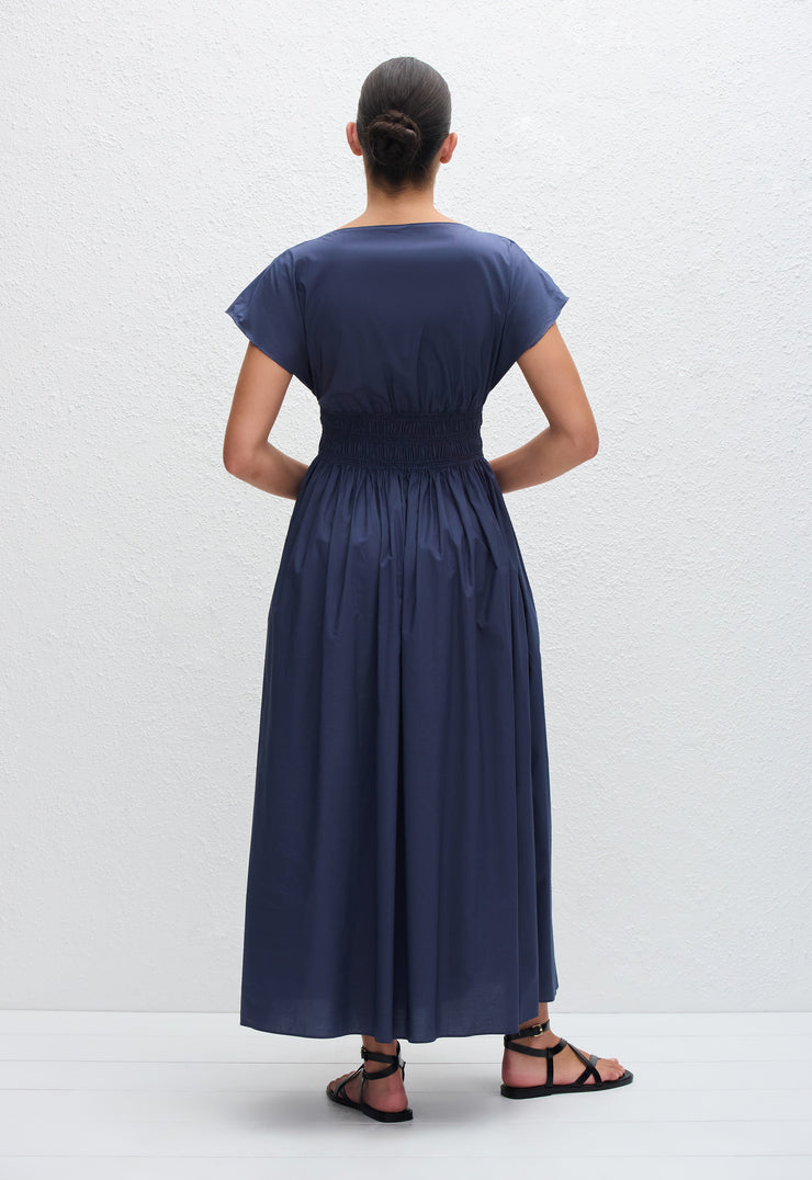 Shirred Waist Midi Dress - Dusk - Matteau