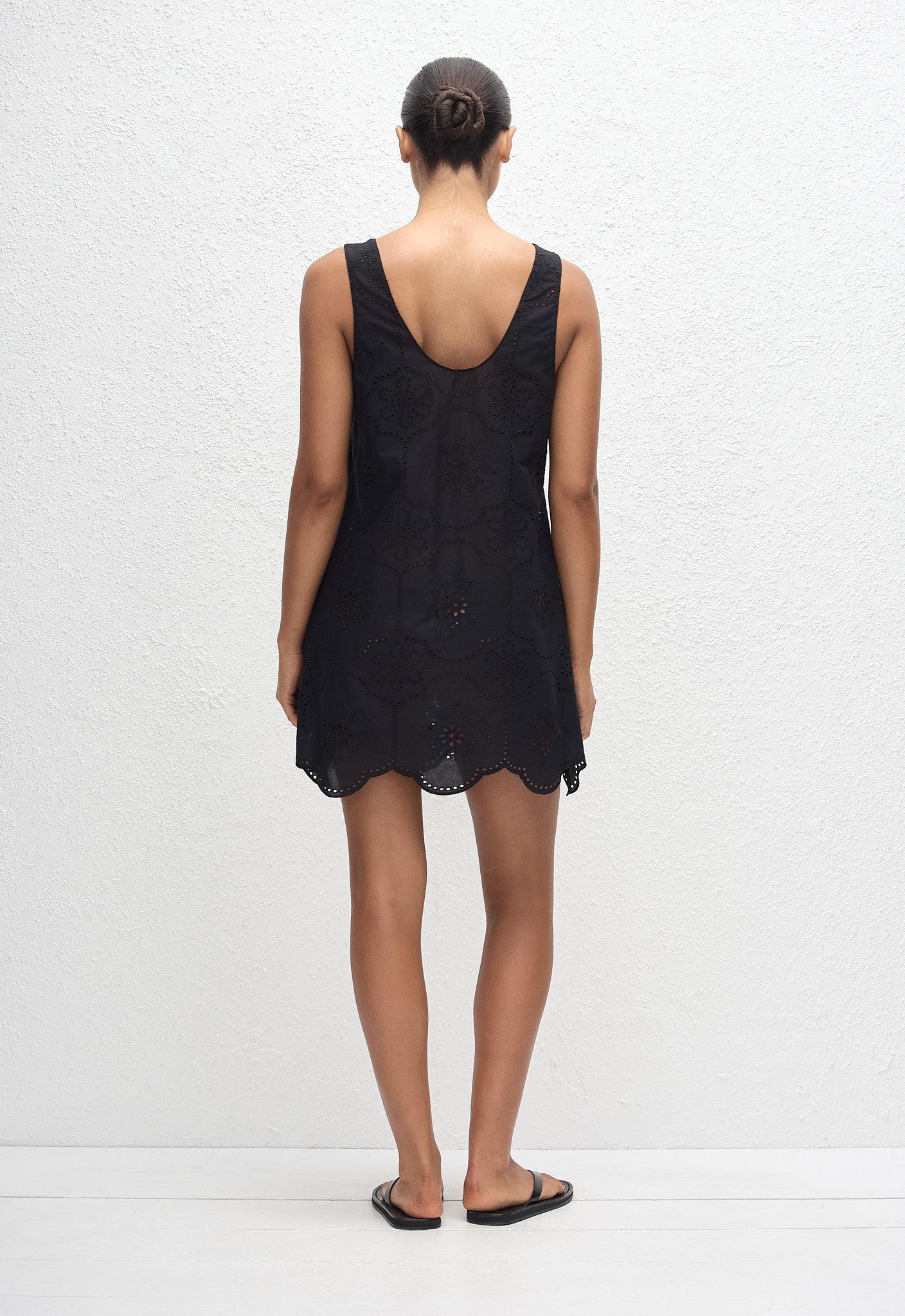 Broderie Tank Mini Dress - Black - Matteau