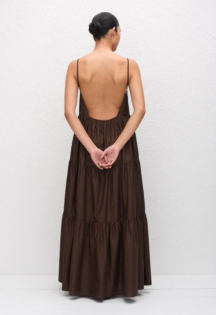 Tiered Low Back Sundress - Chocolate - Matteau