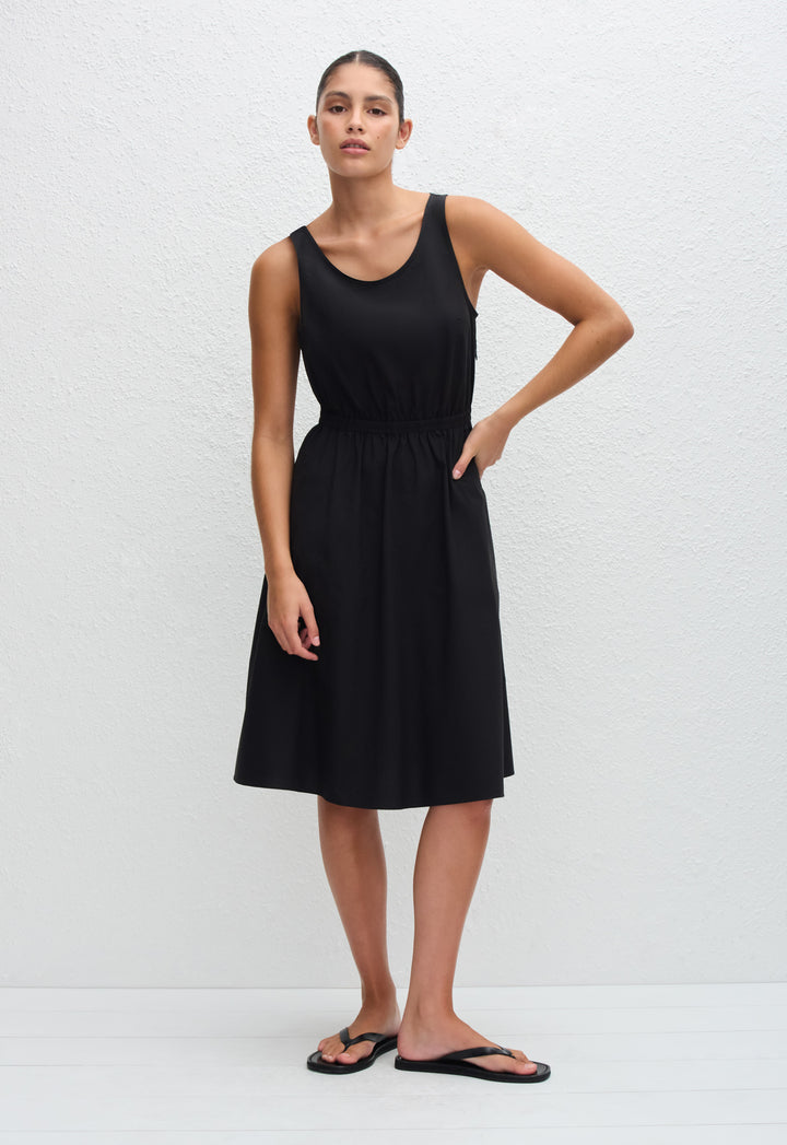 conservative black dress Lylah Asymmetric Neckline Mesh Maxi Dress Black main image 1