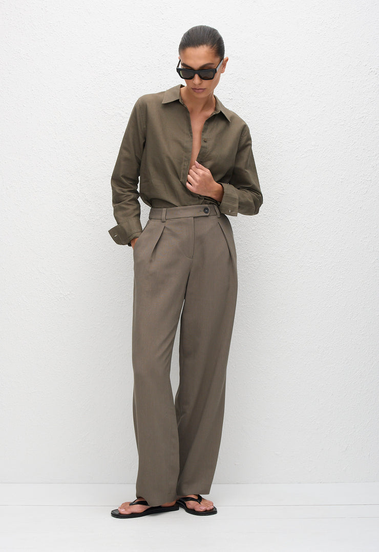 Straight Linen Shirt - Myrtle - Matteau