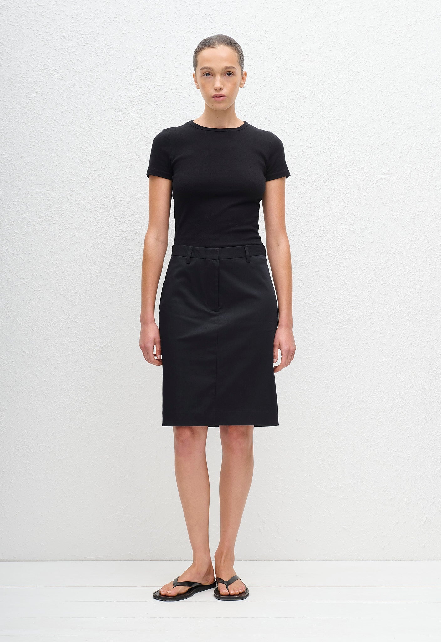 Twill Pencil Skirt - Black - Matteau