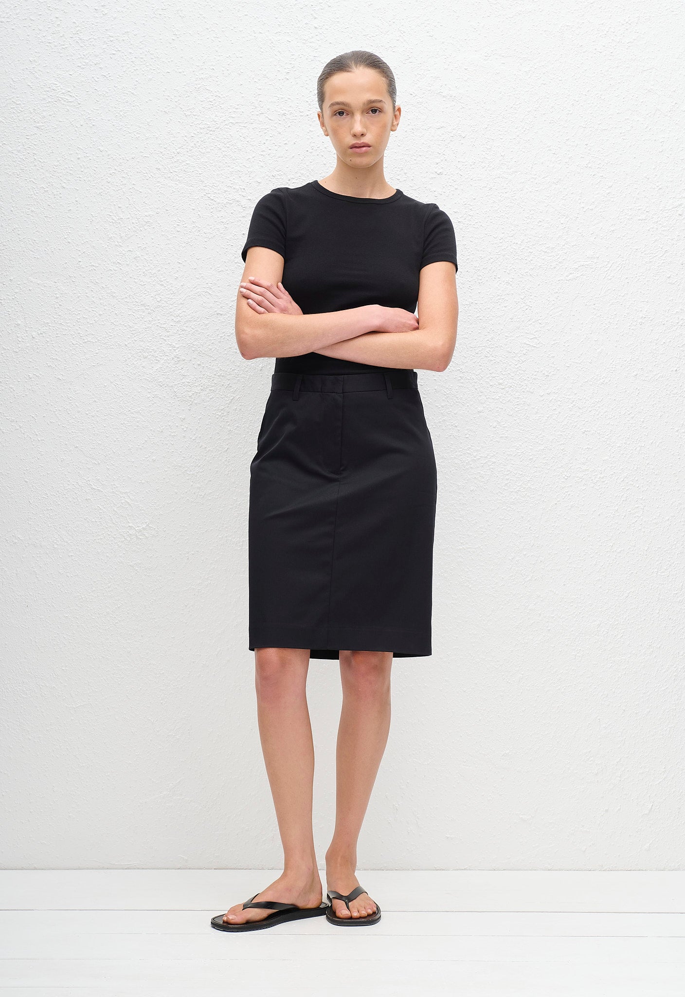 Twill Pencil Skirt - Black - Matteau