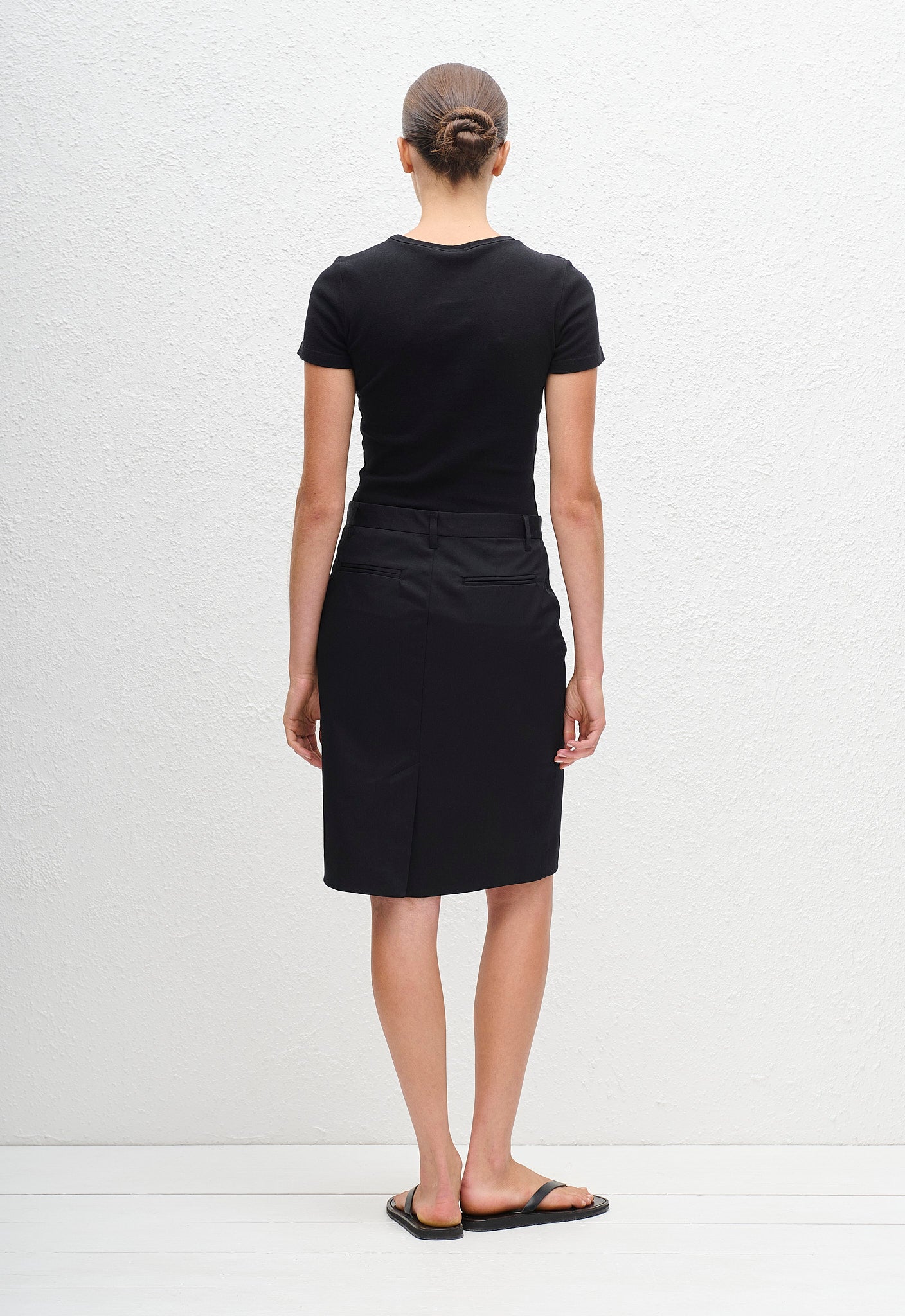 Twill Pencil Skirt - Black - Matteau