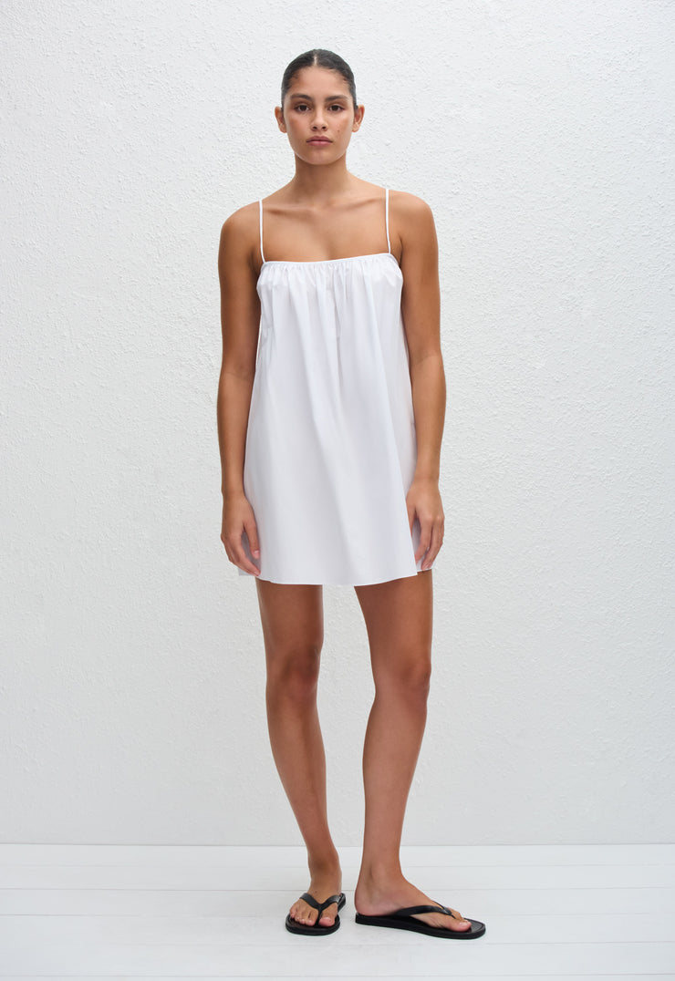 Voluminous Cami Mini Dress - White - Matteau