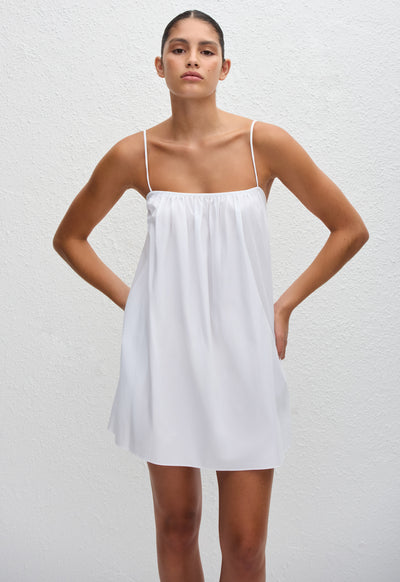 Voluminous Cami Mini Dress - White - Matteau