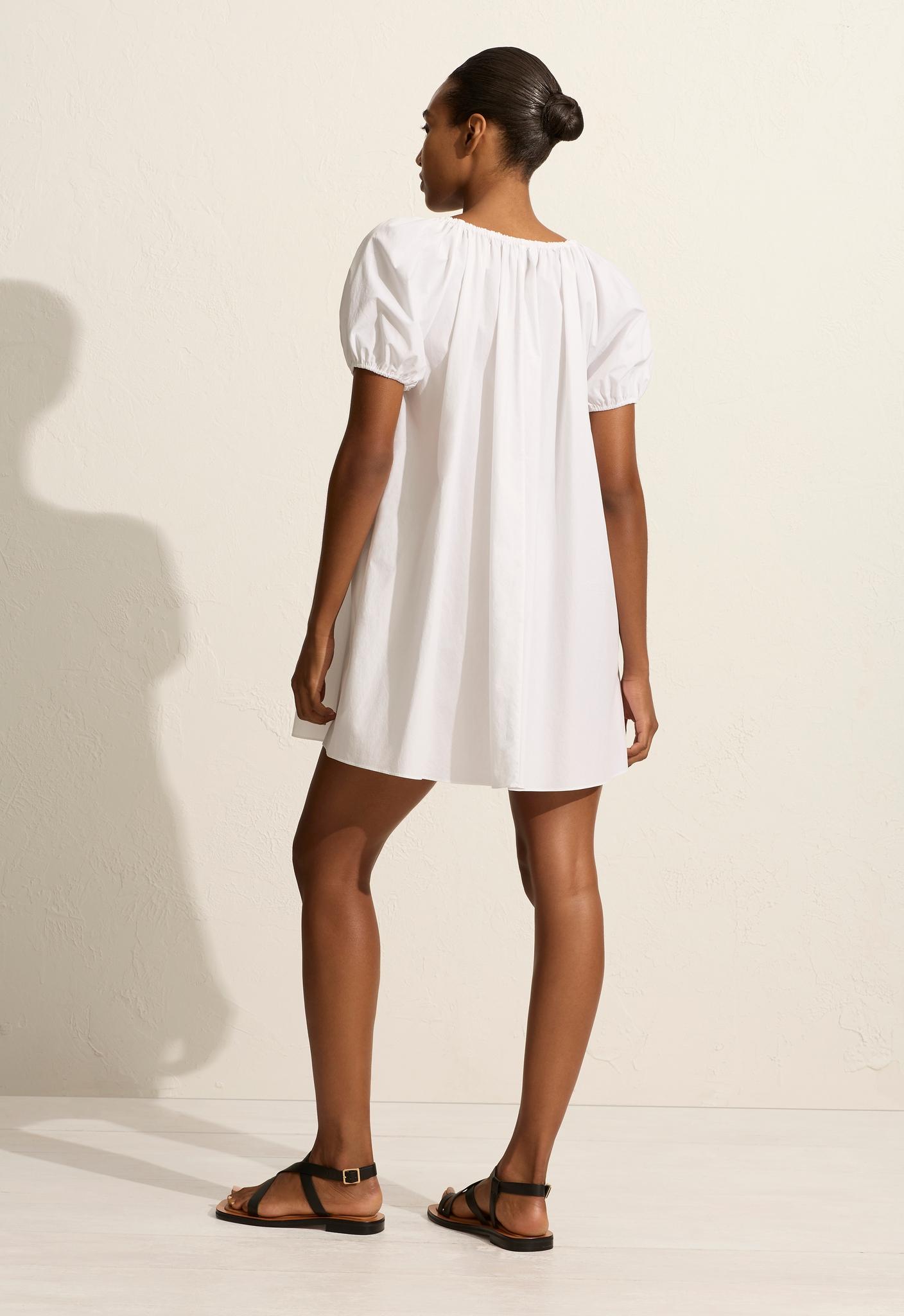 Drawcord Mini Dress - White - Matteau