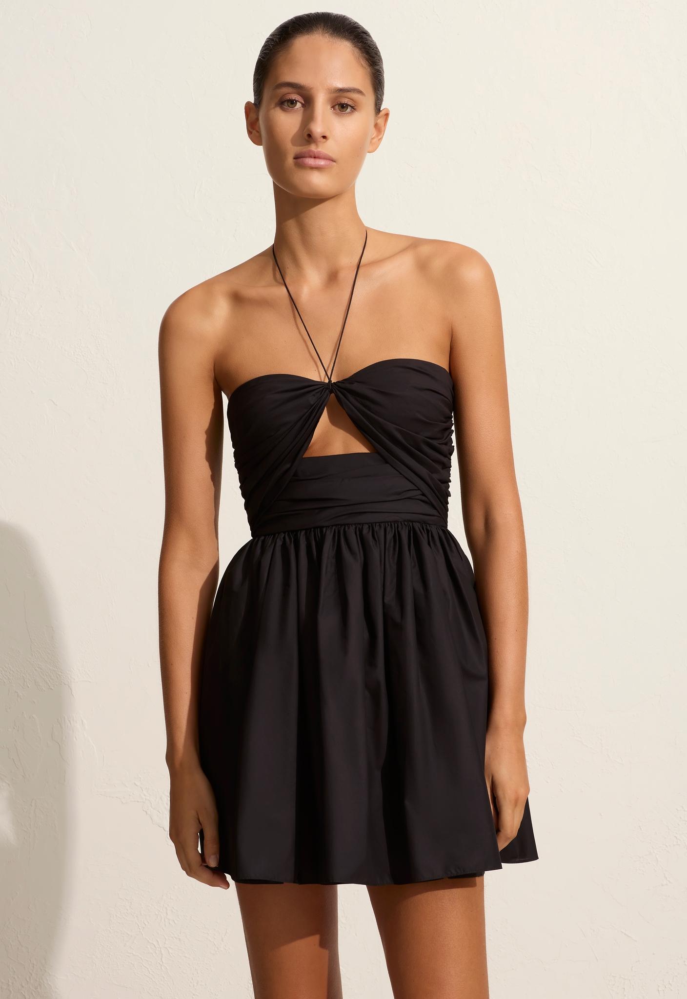 Bandeau Rouched Mini Dress - Black - Matteau