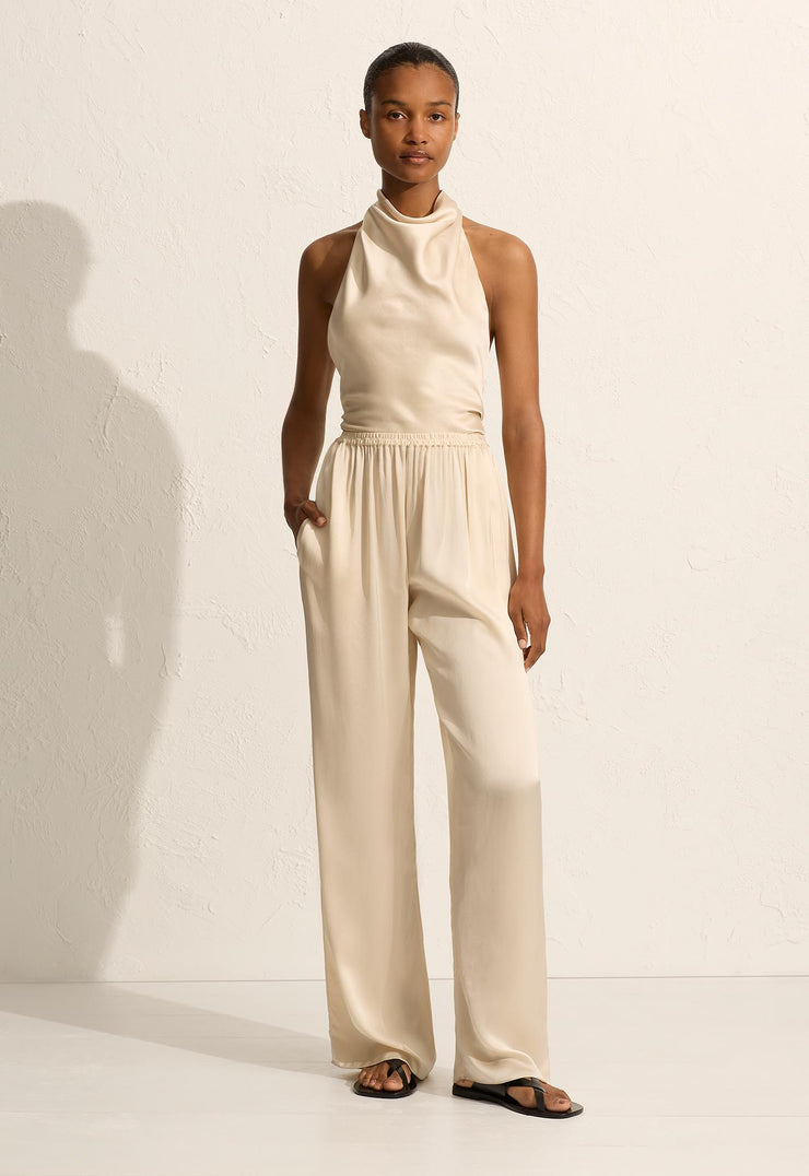 Relaxed Satin Pant - Ivory - Matteau