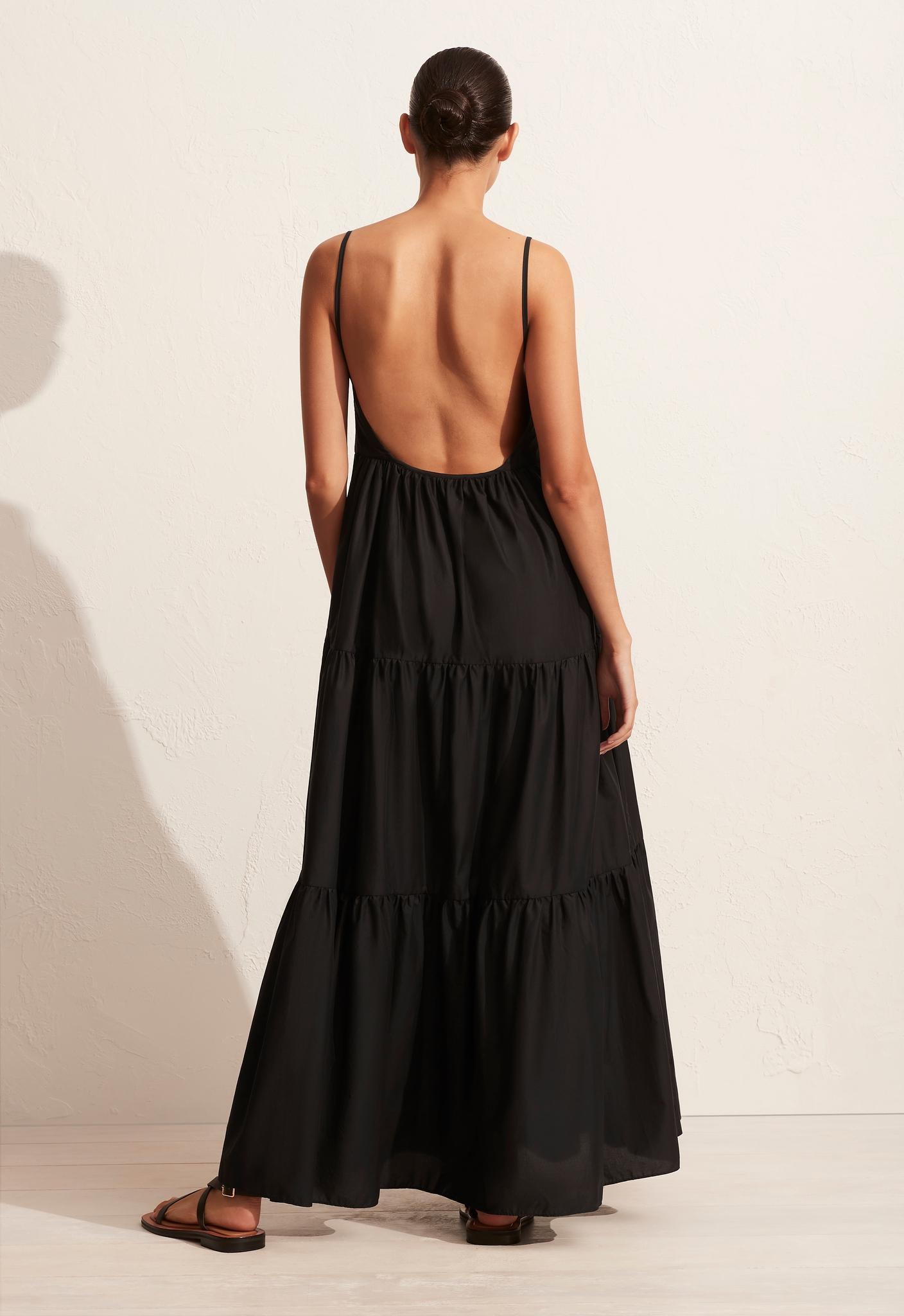 Tiered Low Back Sundress - Black - Matteau