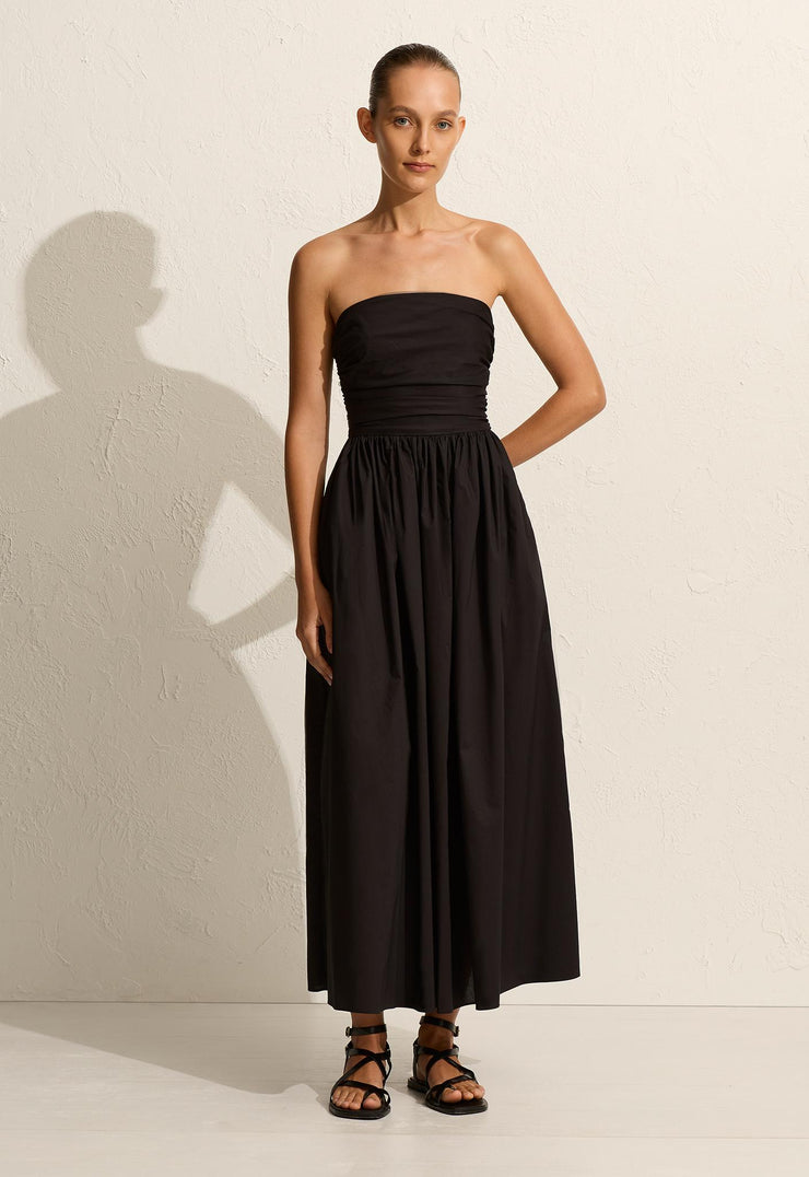 Strapless Lace Up Dress - Black - Matteau