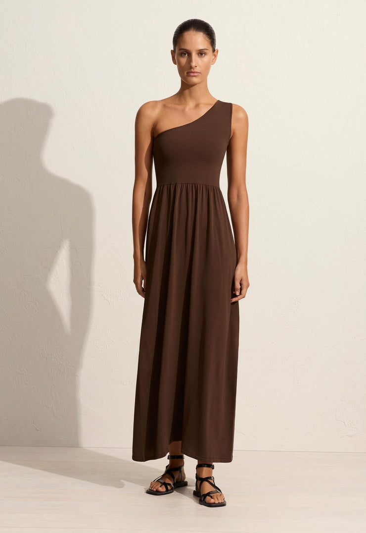 Asymmetric Knit Dress - Cacao - Matteau