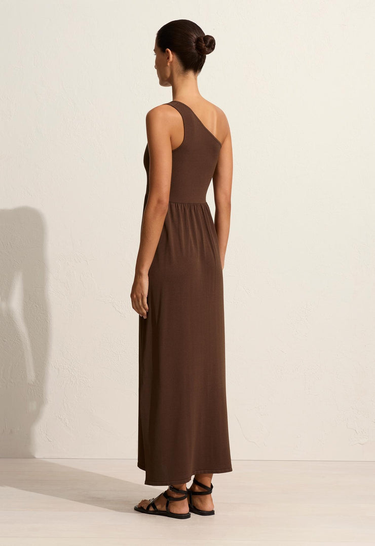 Asymmetric Knit Dress - Cacao - Matteau
