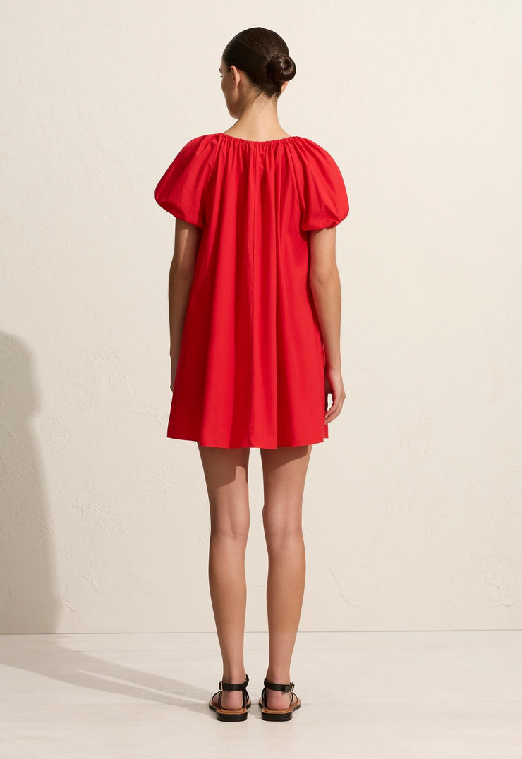 Drawcord Mini Dress - Rosso - Matteau
