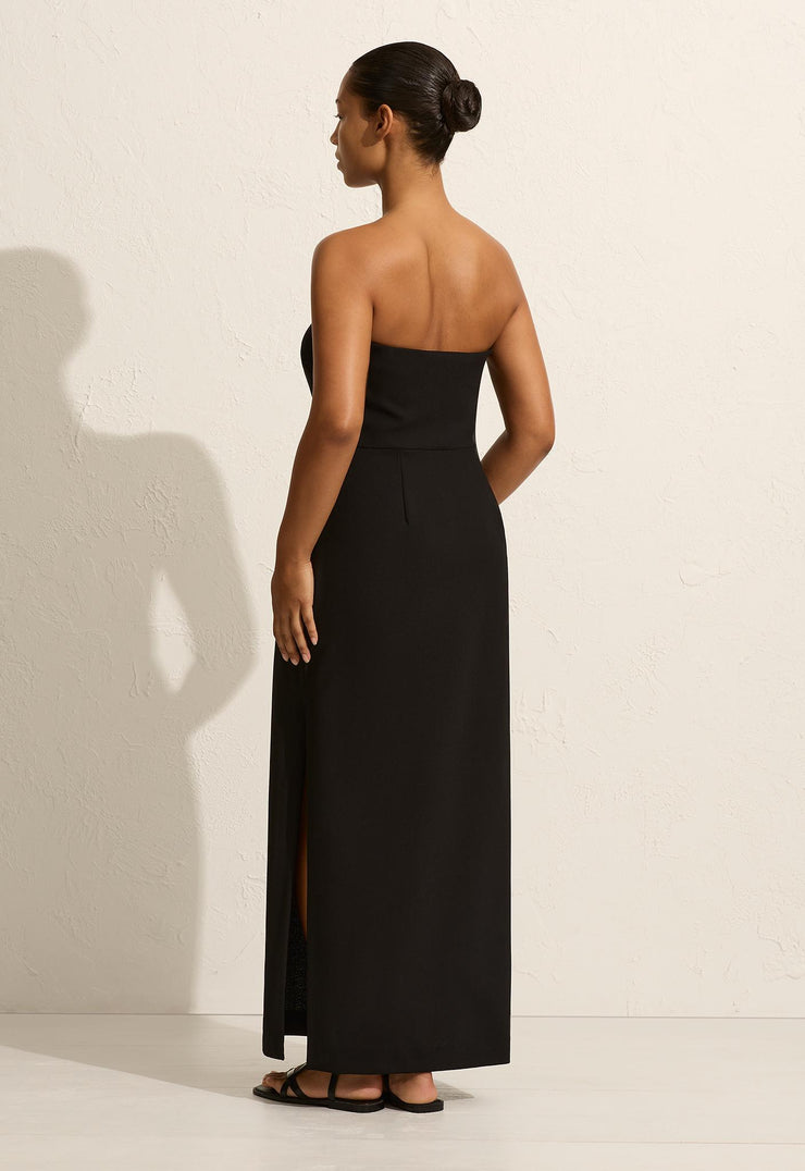 Crepe Strapless Dress - Black - Matteau