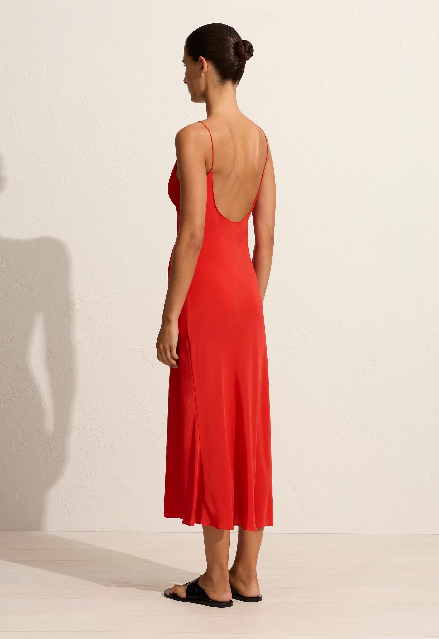 Low Back Slip Dress - Rosso - Matteau