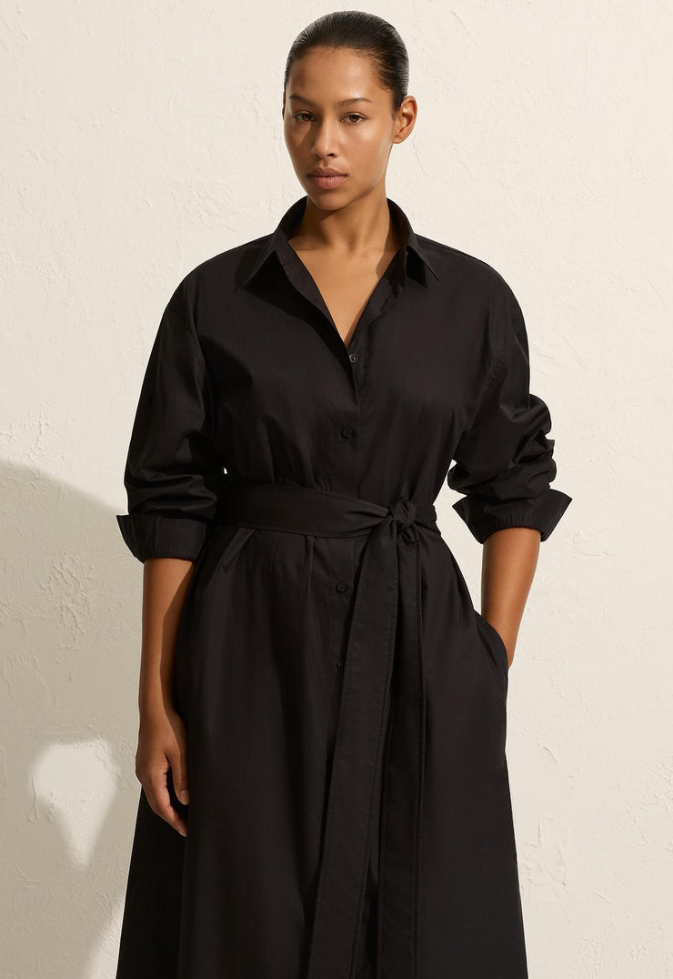 Everyday Shirt Dress - Black - Matteau