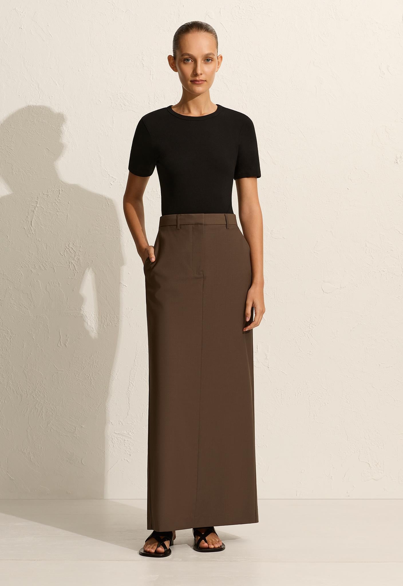 Relaxed Tailored Skirt - Coffee - Matteau