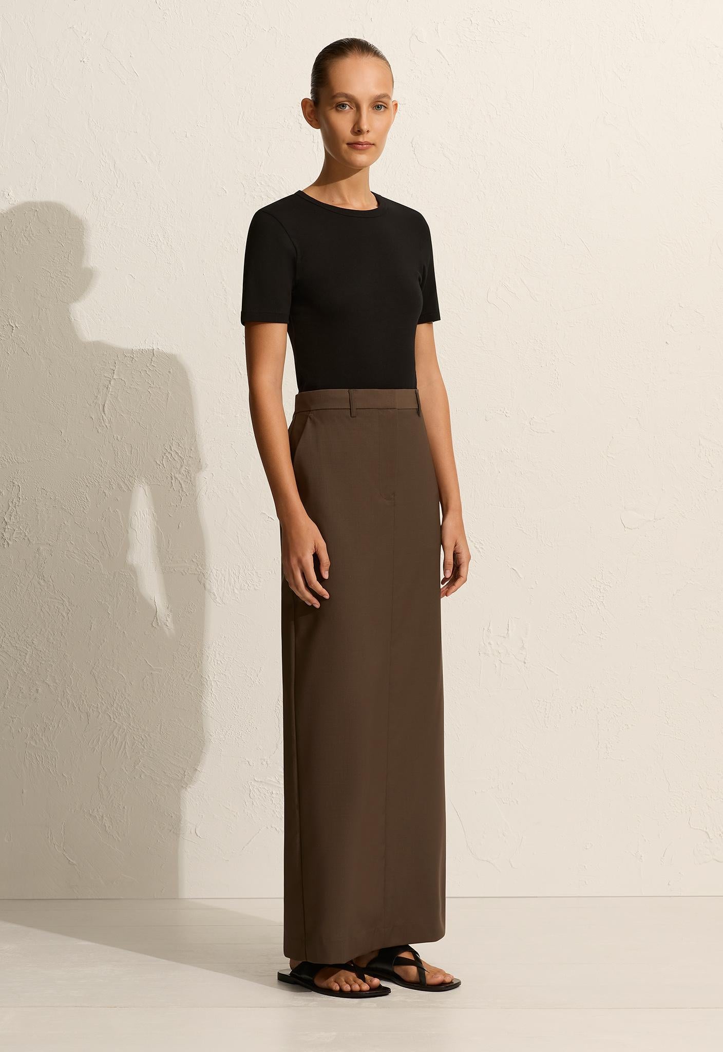 Relaxed Tailored Skirt - Coffee - Matteau