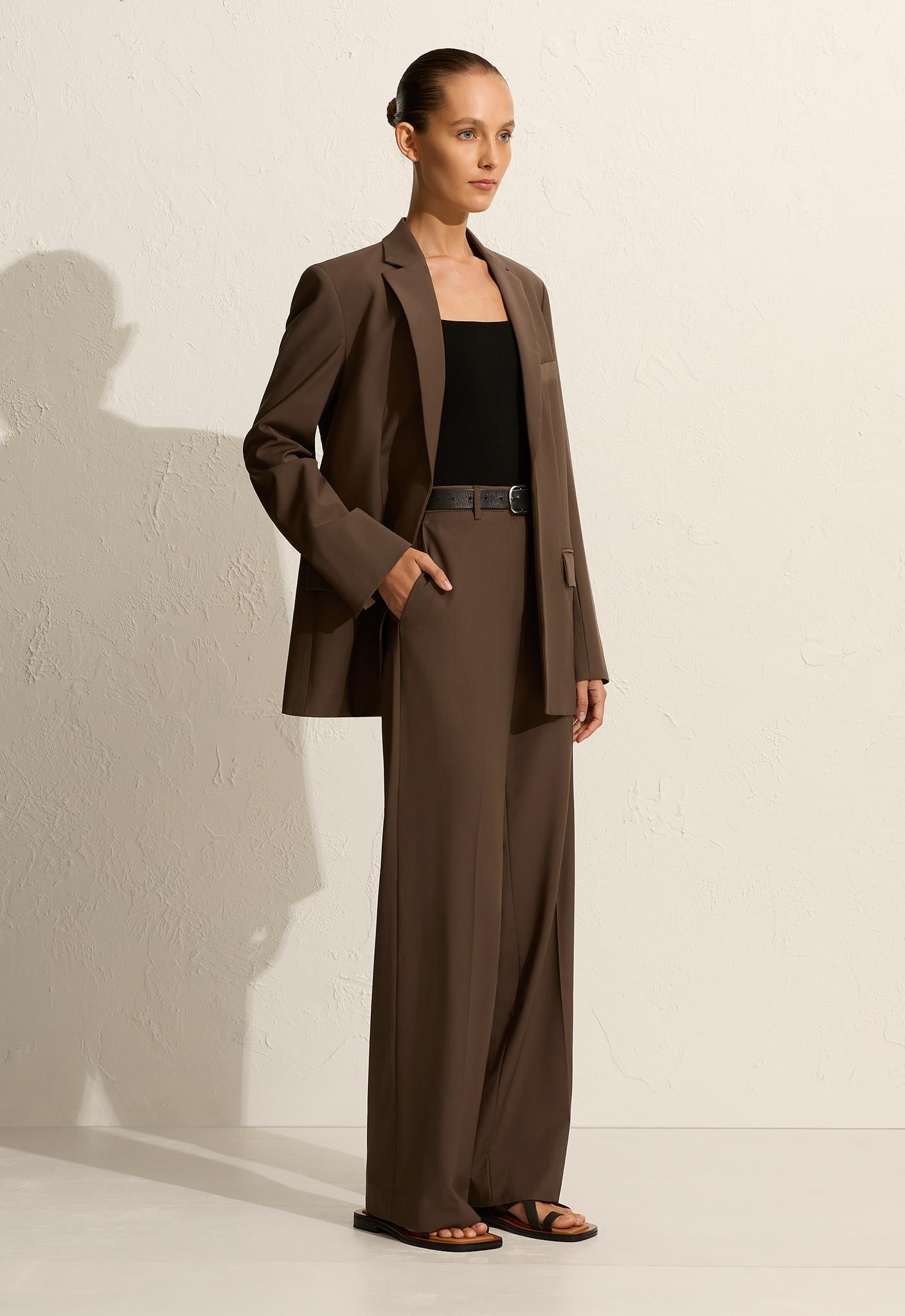 Relaxed Tailored Blazer - Coffee - Matteau
