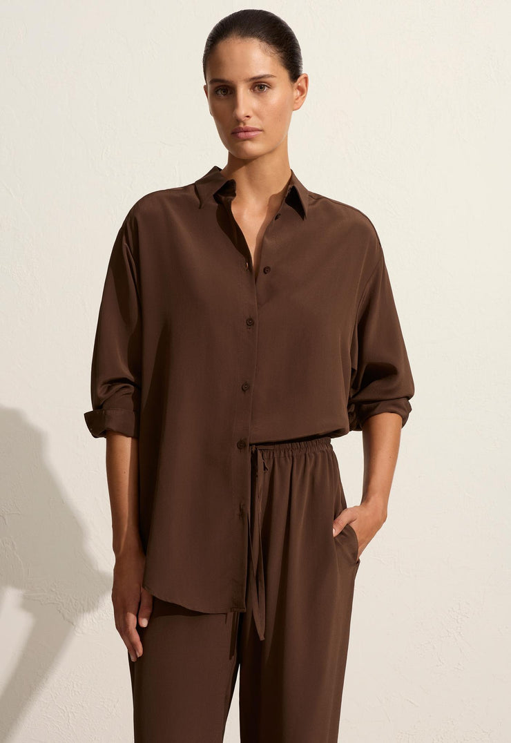 Long Sleeve Silk Shirt - Sable - Matteau