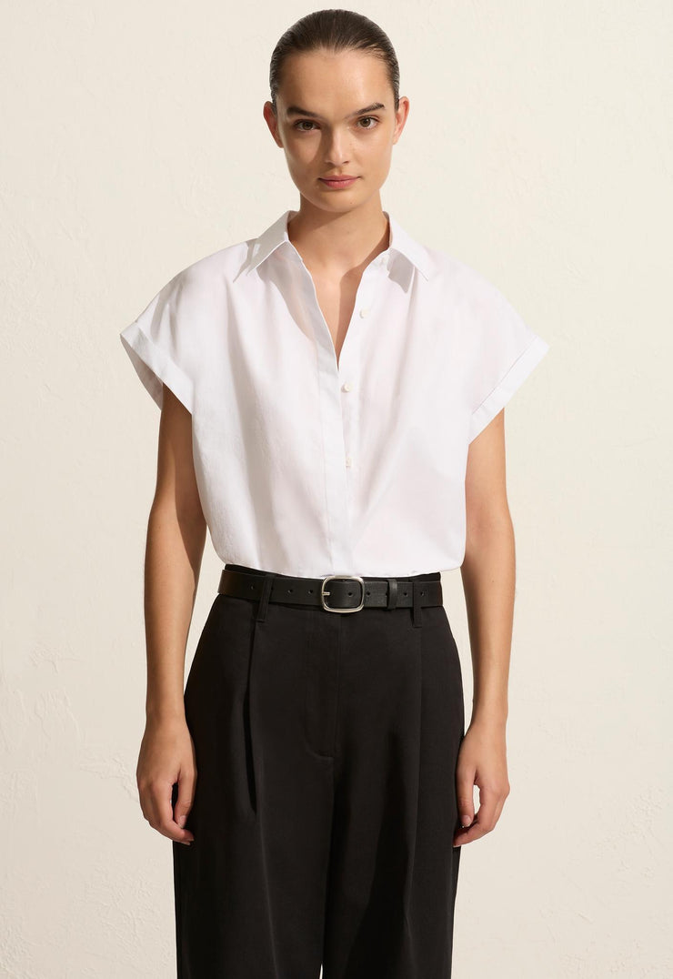 Relaxed Sleeveless Shirt - White - Matteau