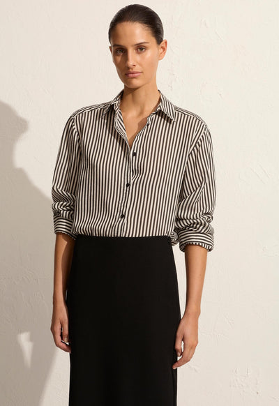 Classic Contrast Stripe Shirt - Ink Stripe - Matteau