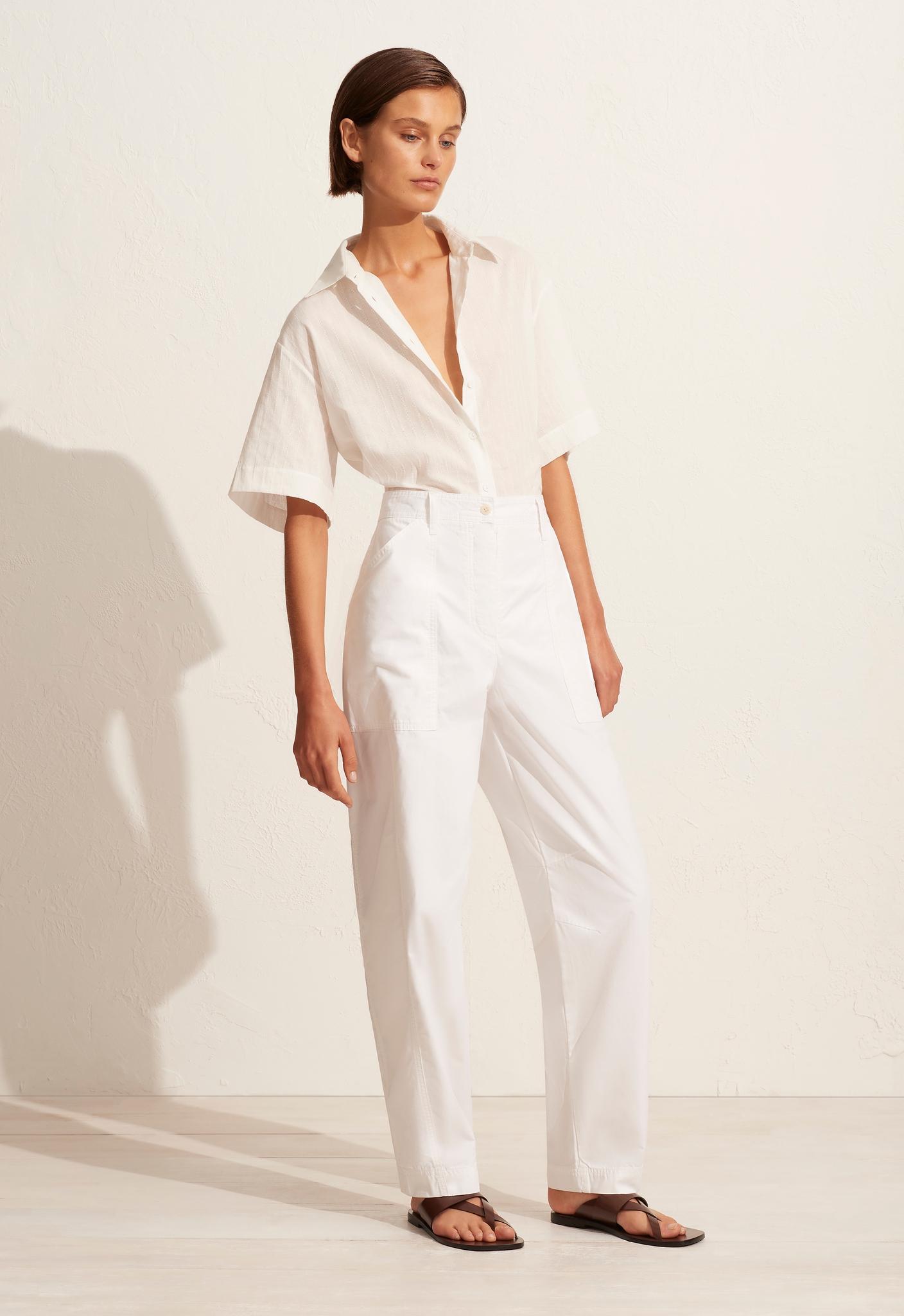 Relaxed Cargo Pant - White - Matteau