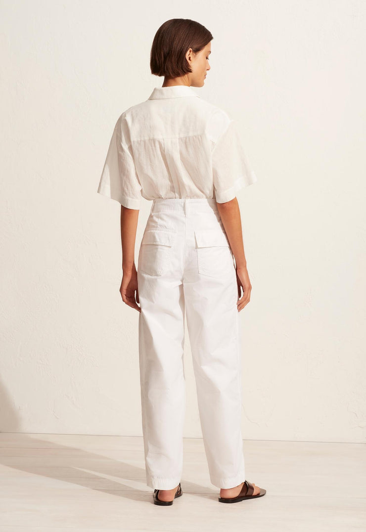 Embroidered Short Sleeve Shirt - White - Matteau
