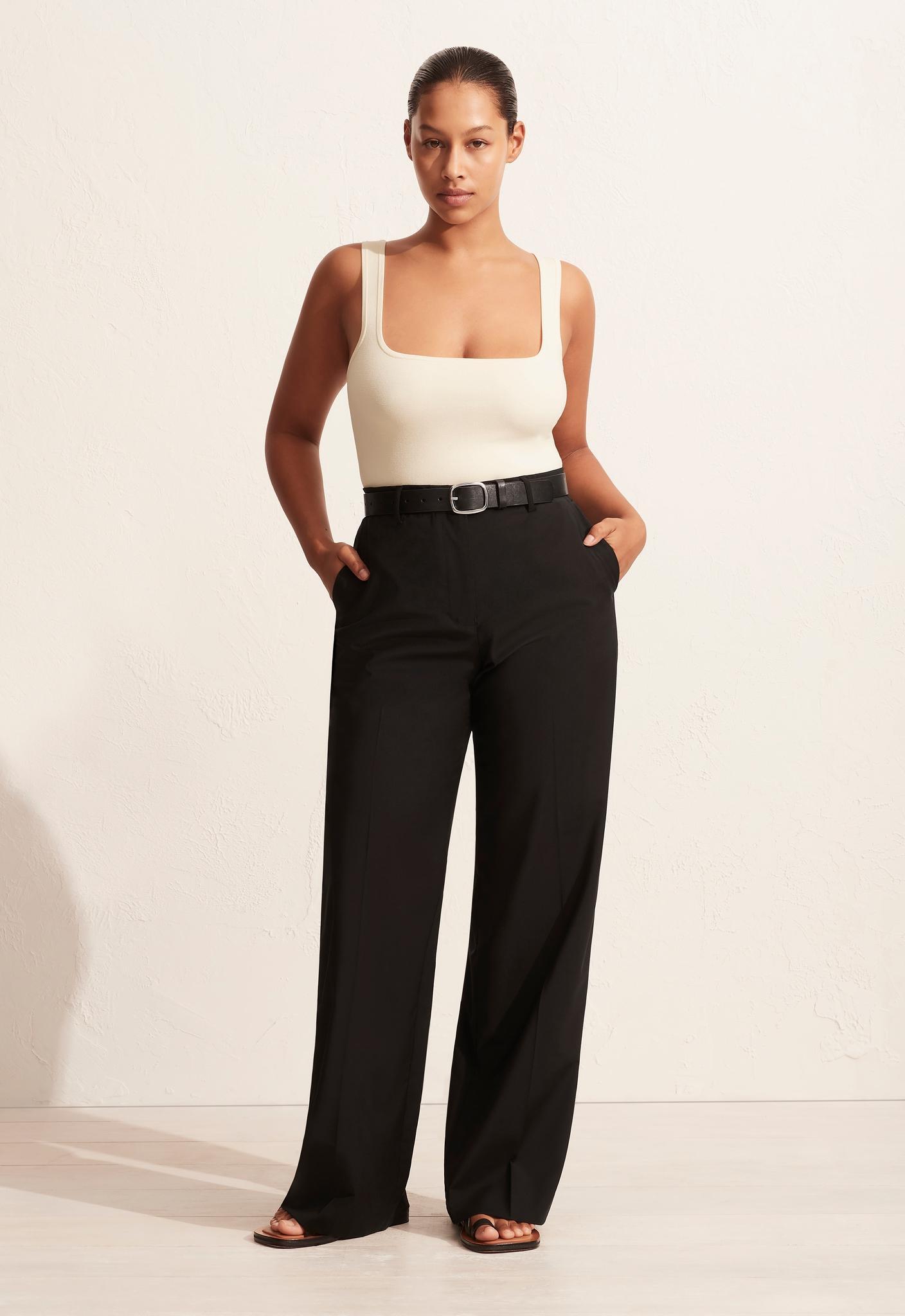 Straight Tailored Trousers - Black